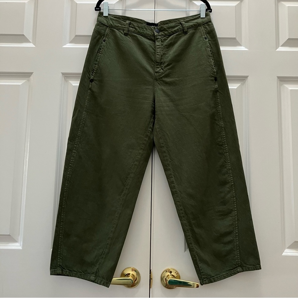 Bimba Y Lola Barrel Leg Utility Trouser Pants Cotton Linen size 40, US 8